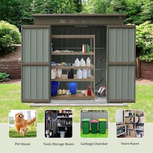 6 ft. W x 4 ft. D Outdoor Metal Shed Waterproof Tool Storage House with Lockable Double Door, Brown (24 sq. ft.)