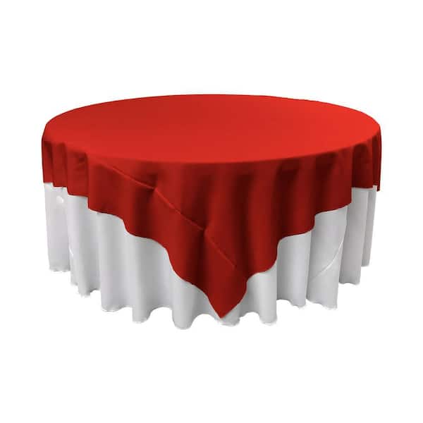 72 in. x 72 in. Red Polyester Poplin Square Tablecloth