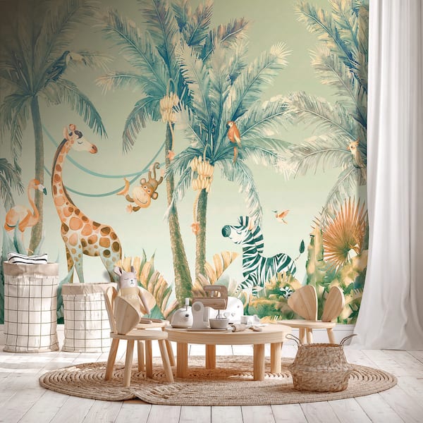 Jungle Jamboree Green Wall Mural