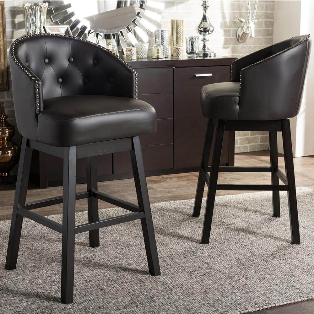 UPC 847321042933 product image for Avril Brown Faux Leather Upholstered 2-Piece Bar Stool Set | upcitemdb.com