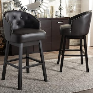 Avril Brown Faux Leather Upholstered 2-Piece Bar Stool Set