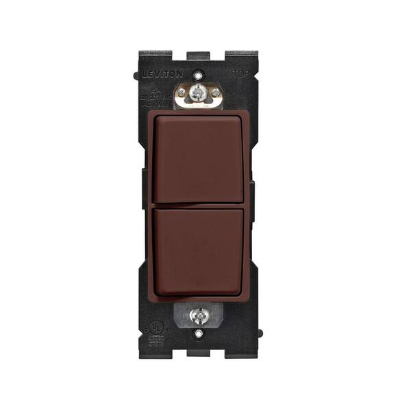 Leviton Renu 15-Amp Single Pole Dual Combo Switch - Walnut Bark-DISCONTINUED