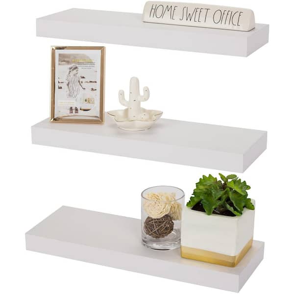 Unbranded 16.25 in. W x 5.5 in. D x 1.5 in. H White Decorative Wall Shelf (3-Pack)