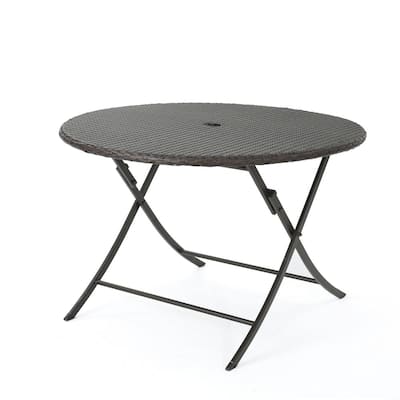 Umbrella Hole Patio Tables, Metal Folding Patio Table With Umbrella Hole