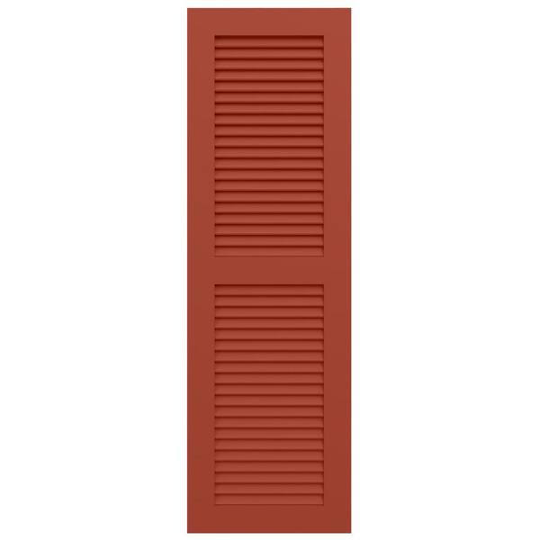 Ekena Millwork TruFit PVC 12 in. W x 38 in. H Louvered Vinyl Shutters Pair in Colorful Leaves