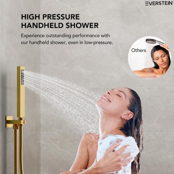 EVERSTEIN Single-Handle Rain 2-Spray Square 10 in. Dual Shower
