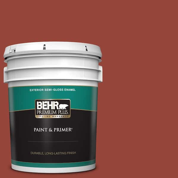 BEHR PREMIUM PLUS 5 gal. #PPU2-17 Morocco Red Semi-Gloss Enamel Exterior Paint & Primer