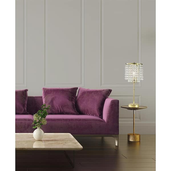 19 in. H Gold Crystal Table Lamp, E27, Bulb Not Included