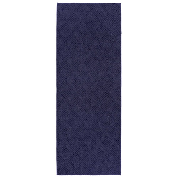 Brentwood Jasmine 3 ft. x 8 ft. Navy Geometric Runner Rug
