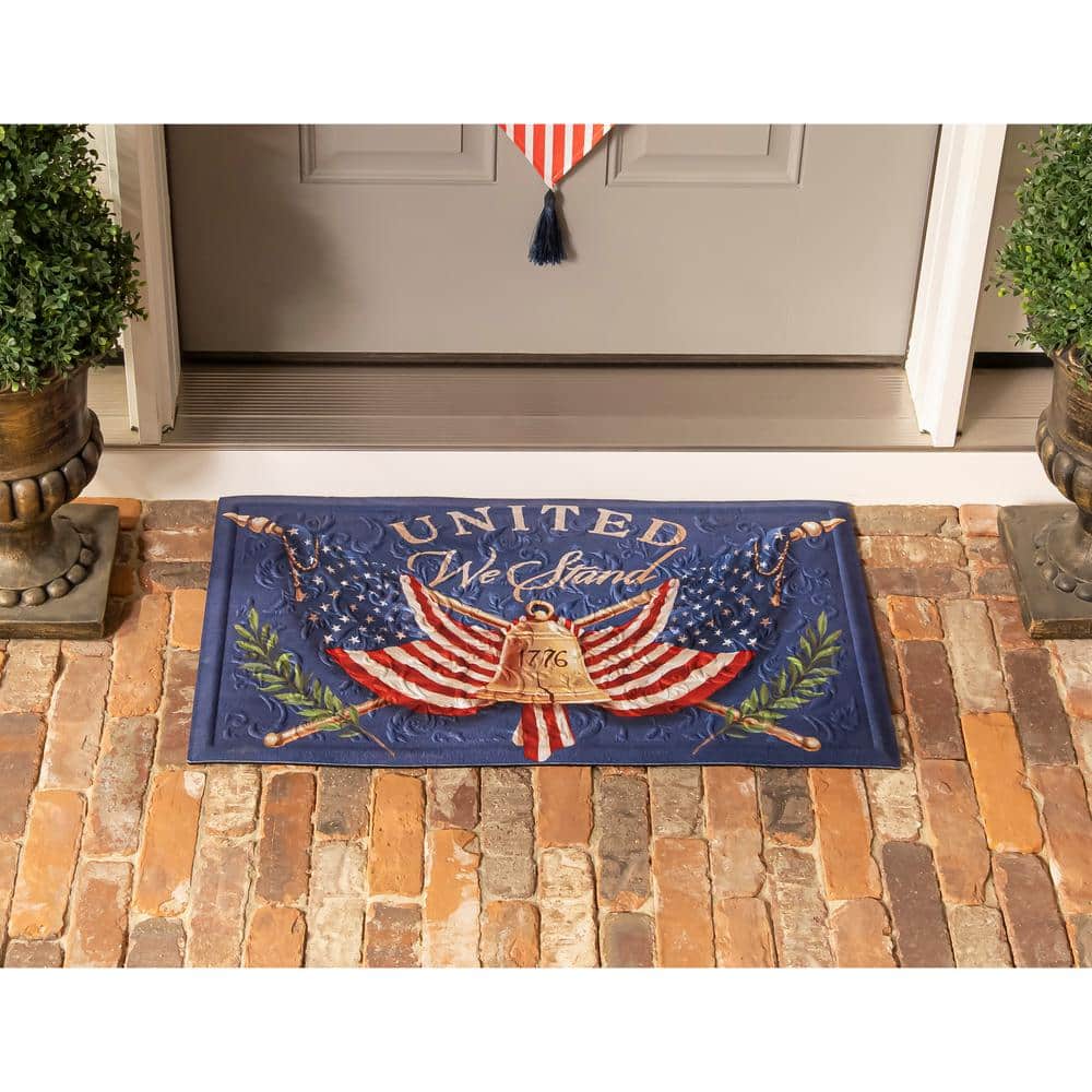 Evergreen 18 in. x 30 in. United We Stand Embossed Door Mat 41EM2672