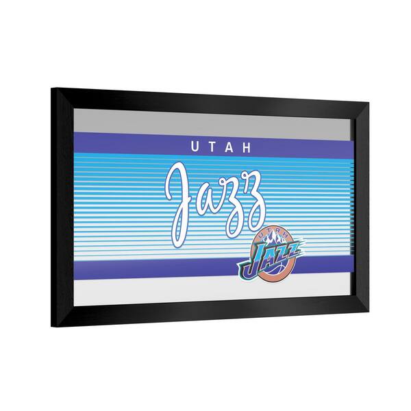 Utah Jazz Hardwood Classics 26 in. W x 15 in. H Wood Black Framed