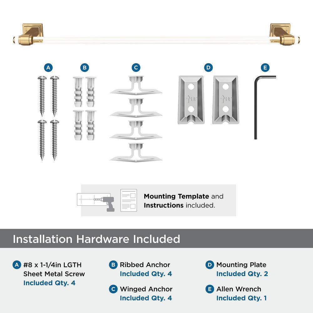 24-Inch Clear and Champagne Bronze Wall Mounted Towel Bar