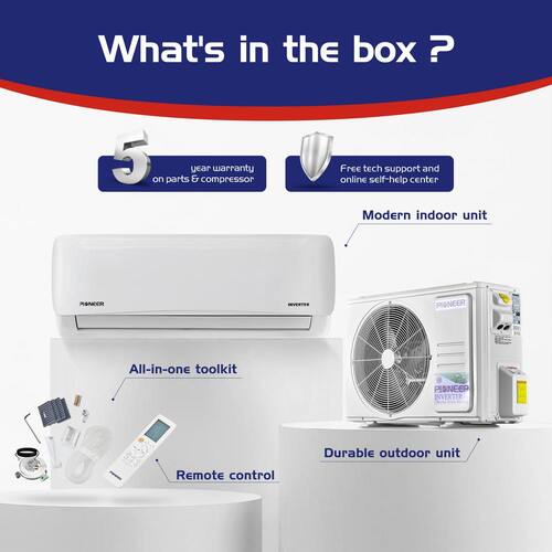 9,000 BTU 3/4 Ton SEER2 Ductless Mini Split Air Conditioner