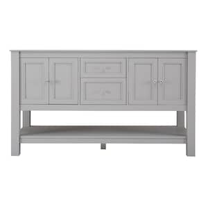 Gazette 60 in. W Bath Vanity Cabinet Only in Grey for Double Bowl Design