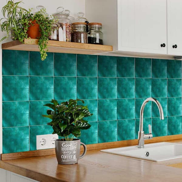 Turquoise R54 8 in. x 8 in. Vinyl Peel and Stick Tile (24 Tiles, 10.67 sq. ft./Pack)