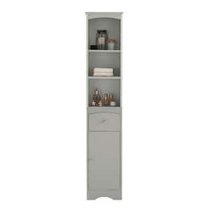 9.1 in. W x 13.4 in. D x 66.9 in. H Gray Linen Cabinet with Drawer