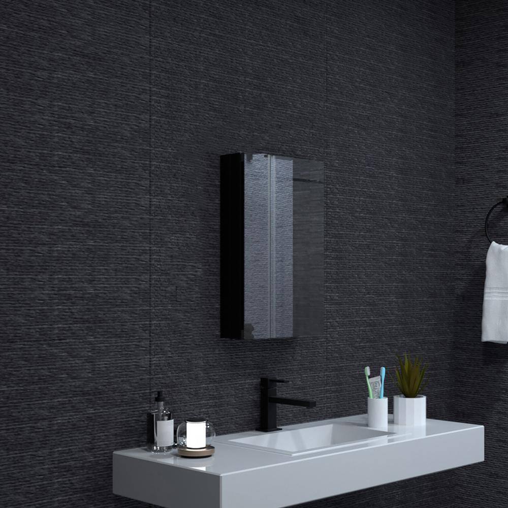 15 in. W x 24 in. H Rectangular Matte Black Aluminum Medicine Cabinet with Mirror price history on PriceWatchPro