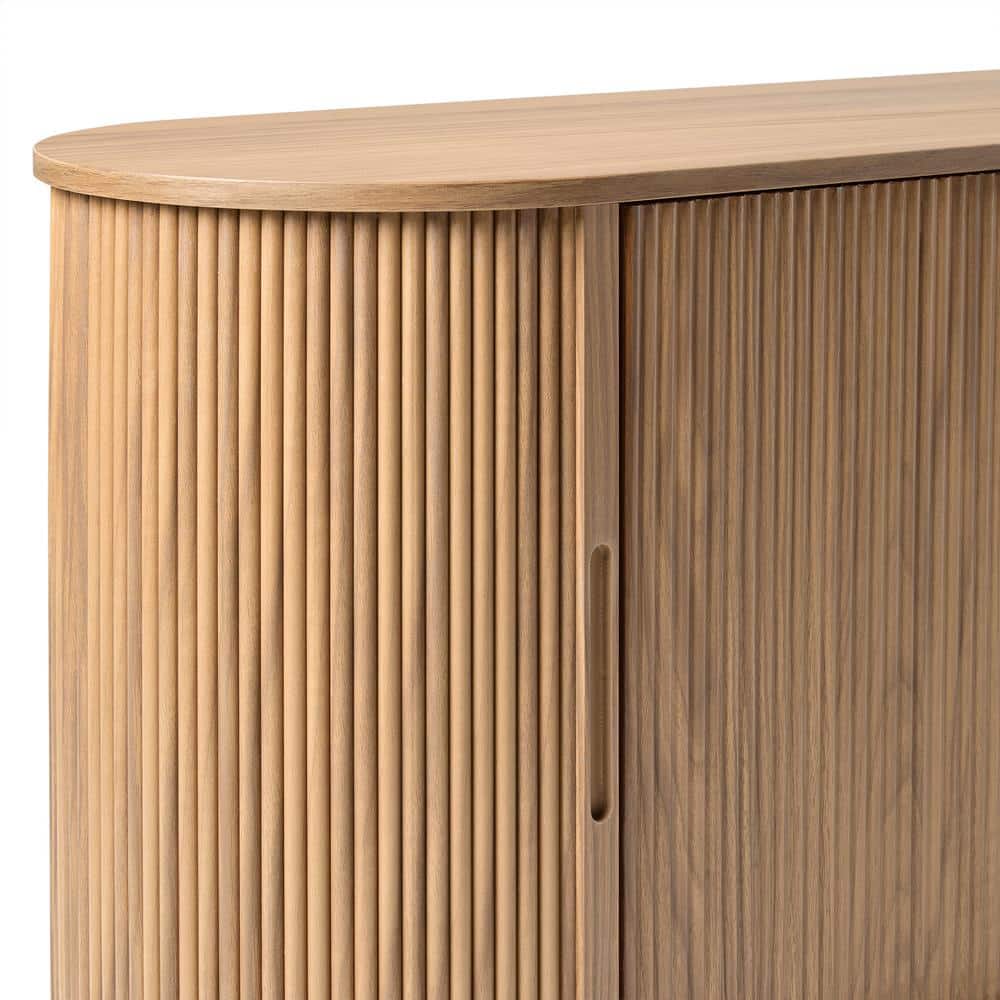 Mocha 70" Modern Reeded TV Stand with Electric Fireplace