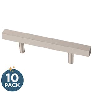 Simple Square Bar 3 in. (76 mm) Modern Cabinet Drawer Pulls in Stainless Steel (10-Pack)