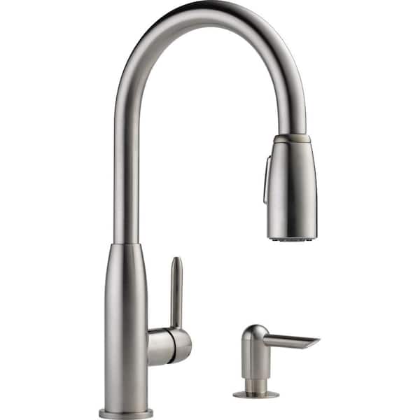 Peerless Apex Integrated Single-Handle Pull-Down Sprayer Kitchen Faucet with Soap Dispenser in Stainless
