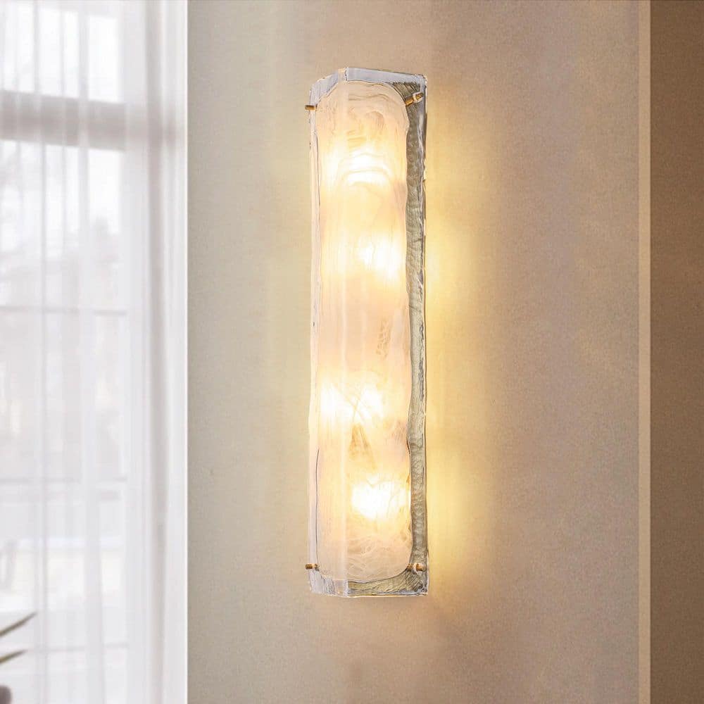 Ombra 6 in. 4-Light Antique Gold Finish Modern Wall Sconce with Artisan Cloud Glass Shade price history on PriceWatchPro