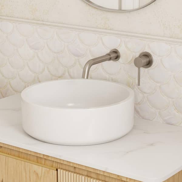 ANGELSEY Single Handle Wall-Mount Bathroom Sink Faucet Trim with Pop-Up Drain in Brushed Nickel