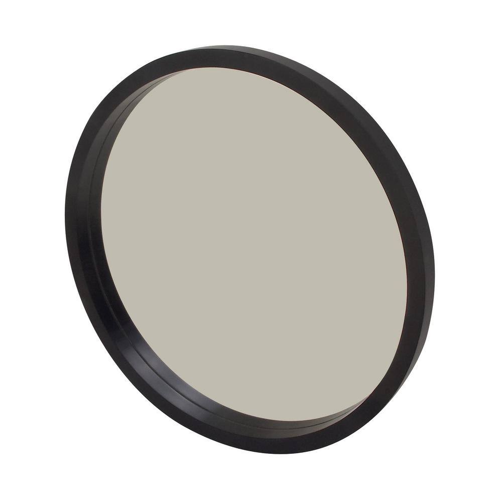Elegant 32" Round Black Wood Framed Wall Mirror