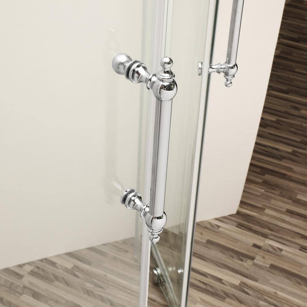 Chrome Finish Semi-Frameless Clear Glass Sliding Shower Enclosure
