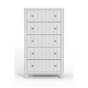 Stapleton White 5-Drawers 63 in. W Chest of Drawers