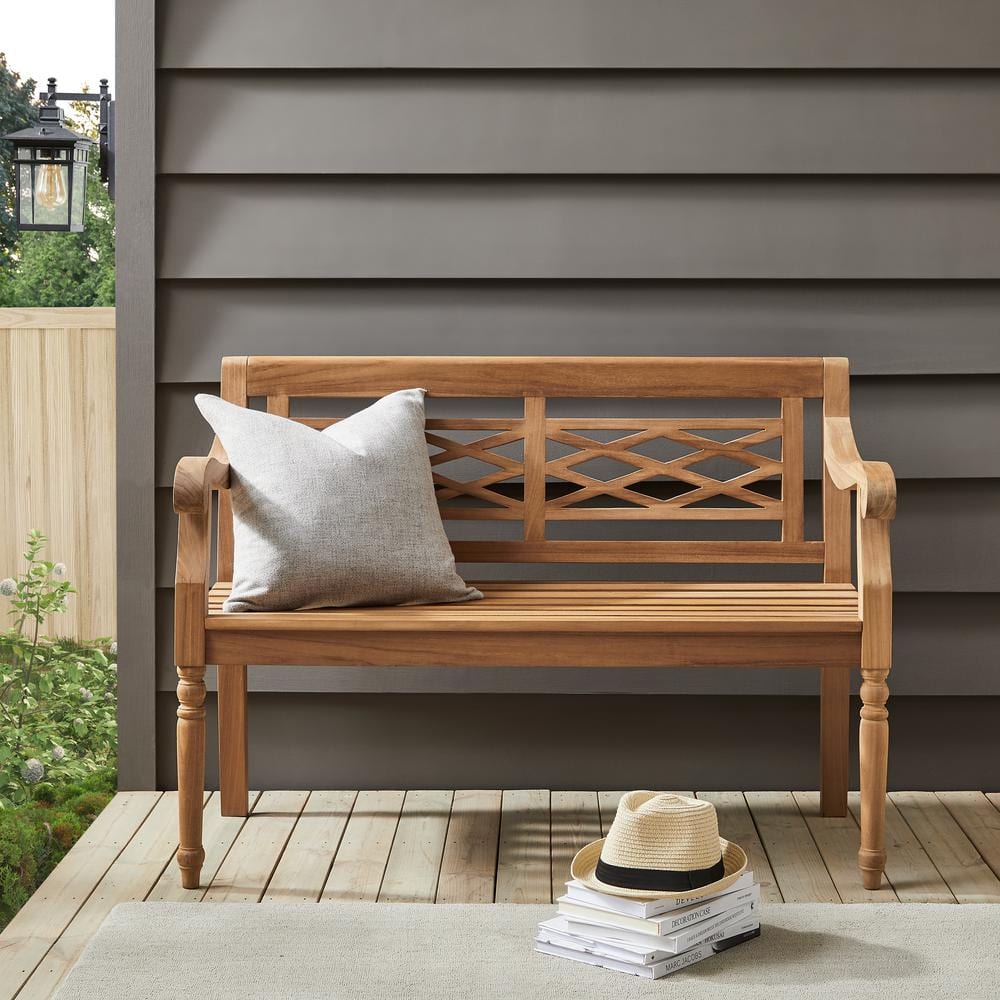 Olivier 50'' Teak Wood Traditional Indoor/Outdoor Bench