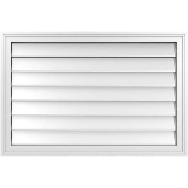 Ekena Millwork 36" x 24" Vertical Surface Mount PVC Gable Vent: Non-Functional with Brickmould Frame