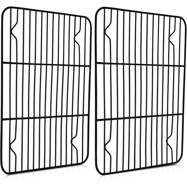 Nonstick Stainless Steel Black Cooling & Baking Rack Set, Oven Safe, Rust-Resistant, Easy Clean, 2-Pack