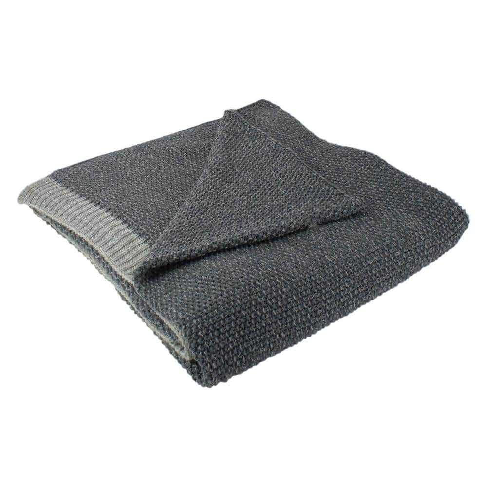 Gray Knit Rectangular Throw Blanket 50 in. x 60 in. 34314919 - The Home ...