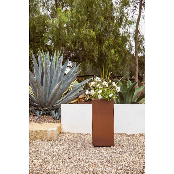 Rust Corten Pedestal Short Steel Metal Square Planter