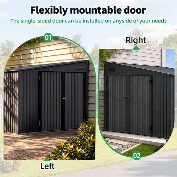 AECOJOY 8 ft. W x 10 ft. D Outdoor Metal Lean to Shed Garden