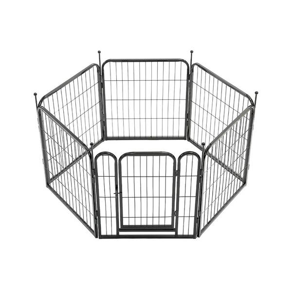 6-Panels 24 in. Height Heavy Duty Dog Fence Puppy Pen Indoor Outdoor Foldable Pet Exercise Pen