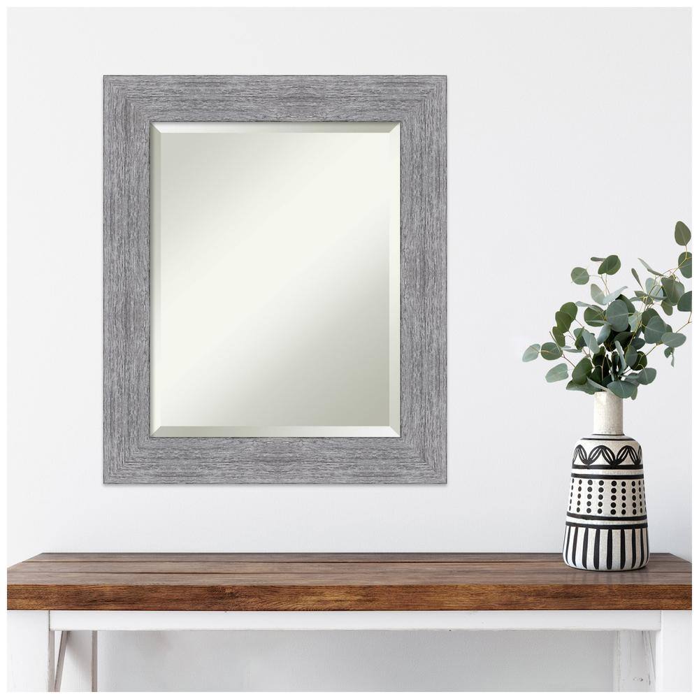 21" x 25" Gray Bark Rustic Framed Wall Mirror