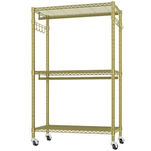 Gold Metal Garment Clothes Rack with Wheels 45 in. W x 80 in. H