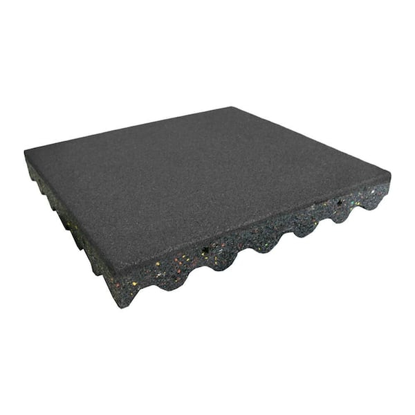 Eco-Safety 2.5 in. x 19.5 in. W x 19.5 in. L Coal Rubber Interlocking Flooring Tiles (52.8 sq. ft.)(20PK)(1-PF)