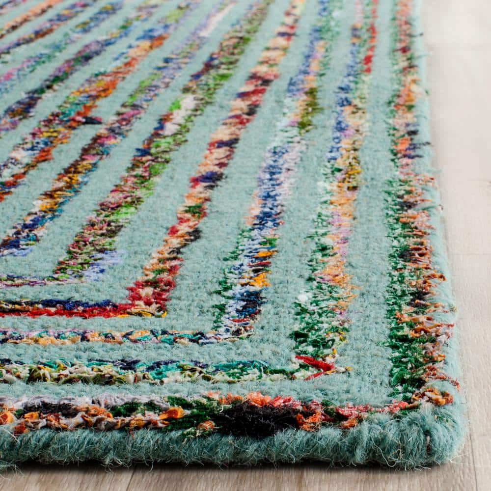 Hand-Tufted Multicolor Teal Wool 6' Square Area Rug