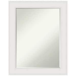 Textured White 23.25 in. x 29.25 in Petite Bevel Coastal Rectangle Framed Bathroom Wall Mirror in White