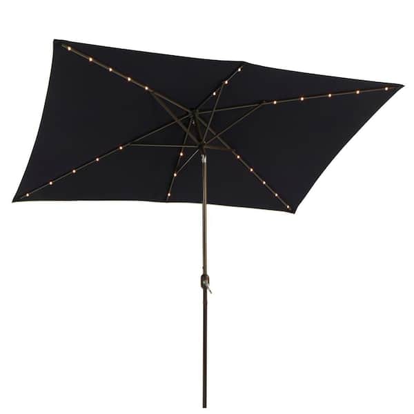 ANGELES HOME 6.5 ft. Steel Aluminum Market Solar Tilt Patio Umbrella in Navy