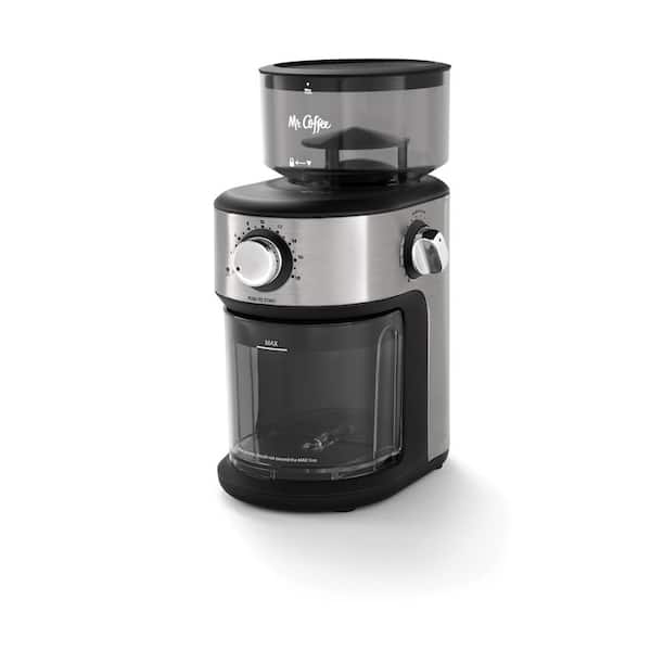 Mr. Coffee 18 Cup 144 oz. Stainless Steel Cafe Grind Automatic Burr Coffee  Grinder 2141813 - The Home Depot