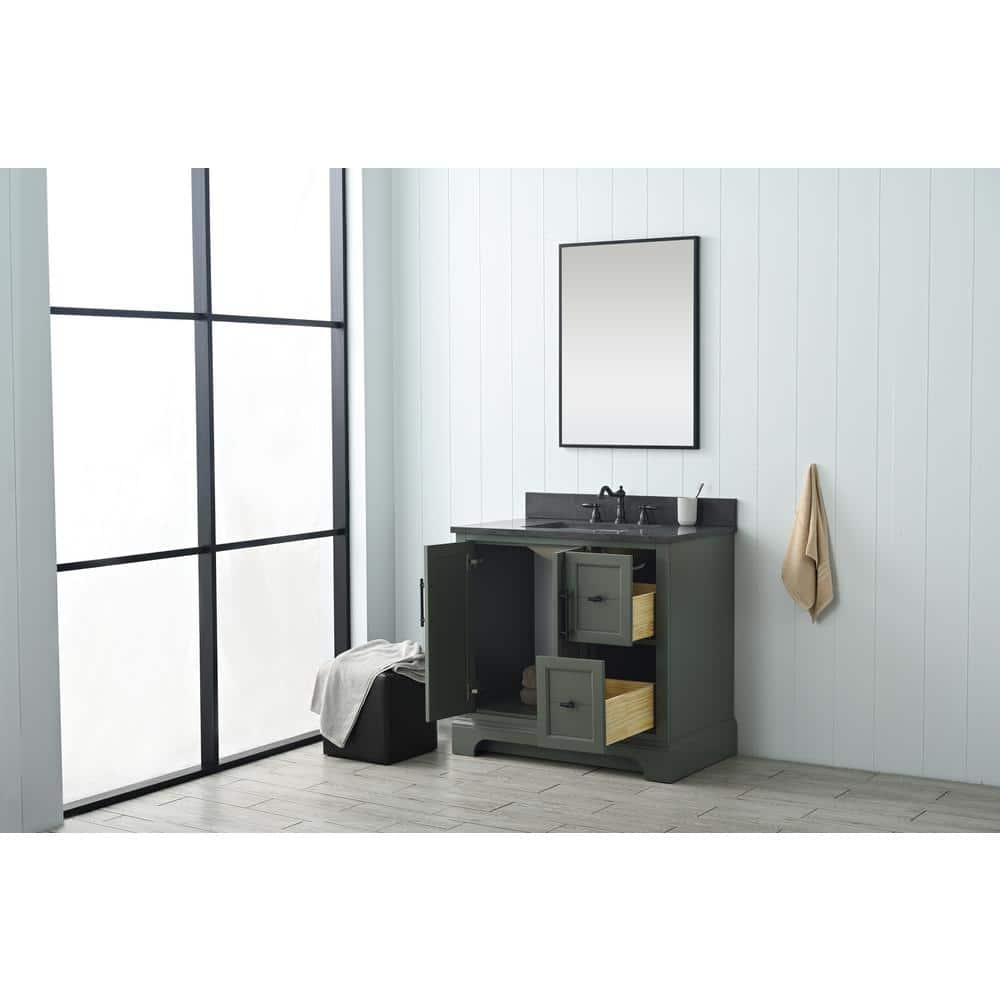 Vintage Green 36" Single Sink Bathroom Vanity with Stone Top