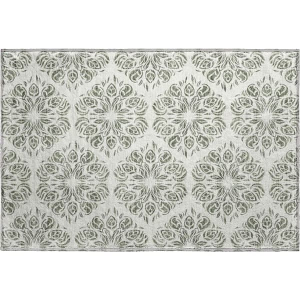 Mayfield Premium Machine Washable Abstract AMF2456 Basil 2 ft. x 3 ft. Accent Rug