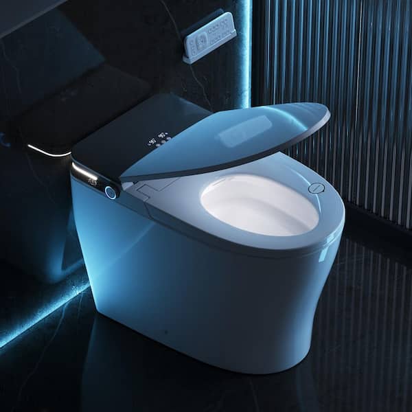 Tankless Elongated ADA Bidet Toilet 1.28 GPF in White with Auto Open/Close, Auto Flush Heated Seat and Map Flush 1000G