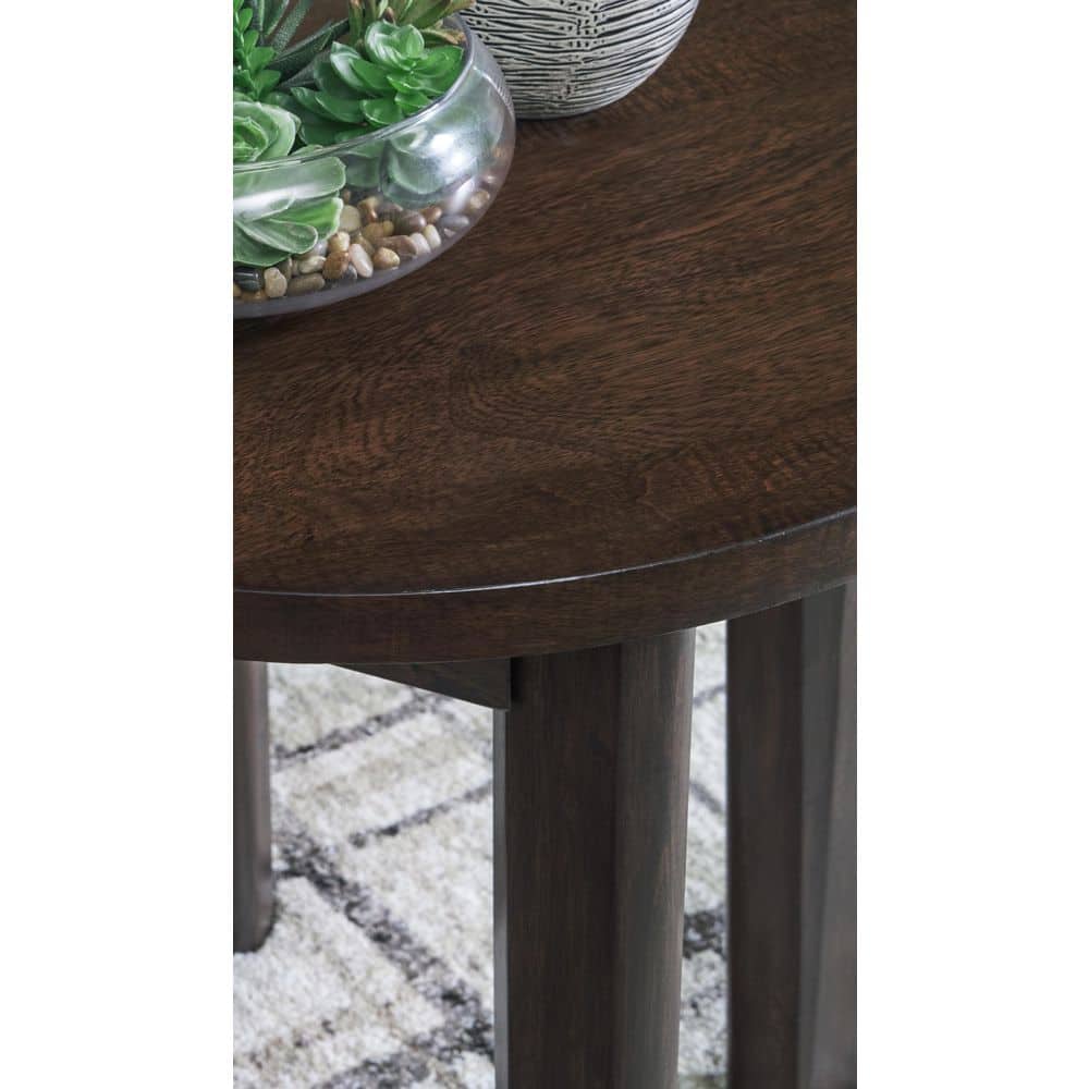 Korestone 26" Round Dark Brown Wood End Table