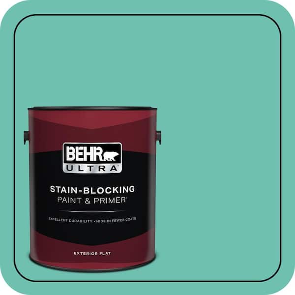 BEHR ULTRA 1 gal. #P440-4 March Aquamarine Flat Exterior Paint & Primer