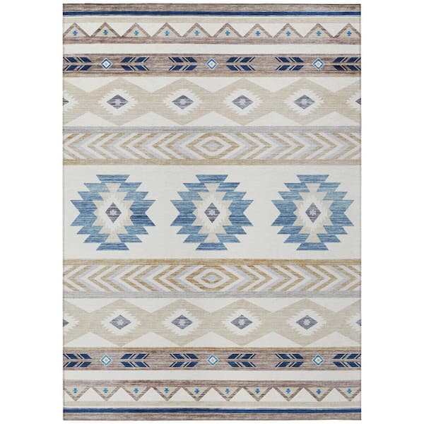 Addison Rugs Sonora Ivory 8 Ft. X 10 Ft. Geometric Indoor/Outdoor Area ...