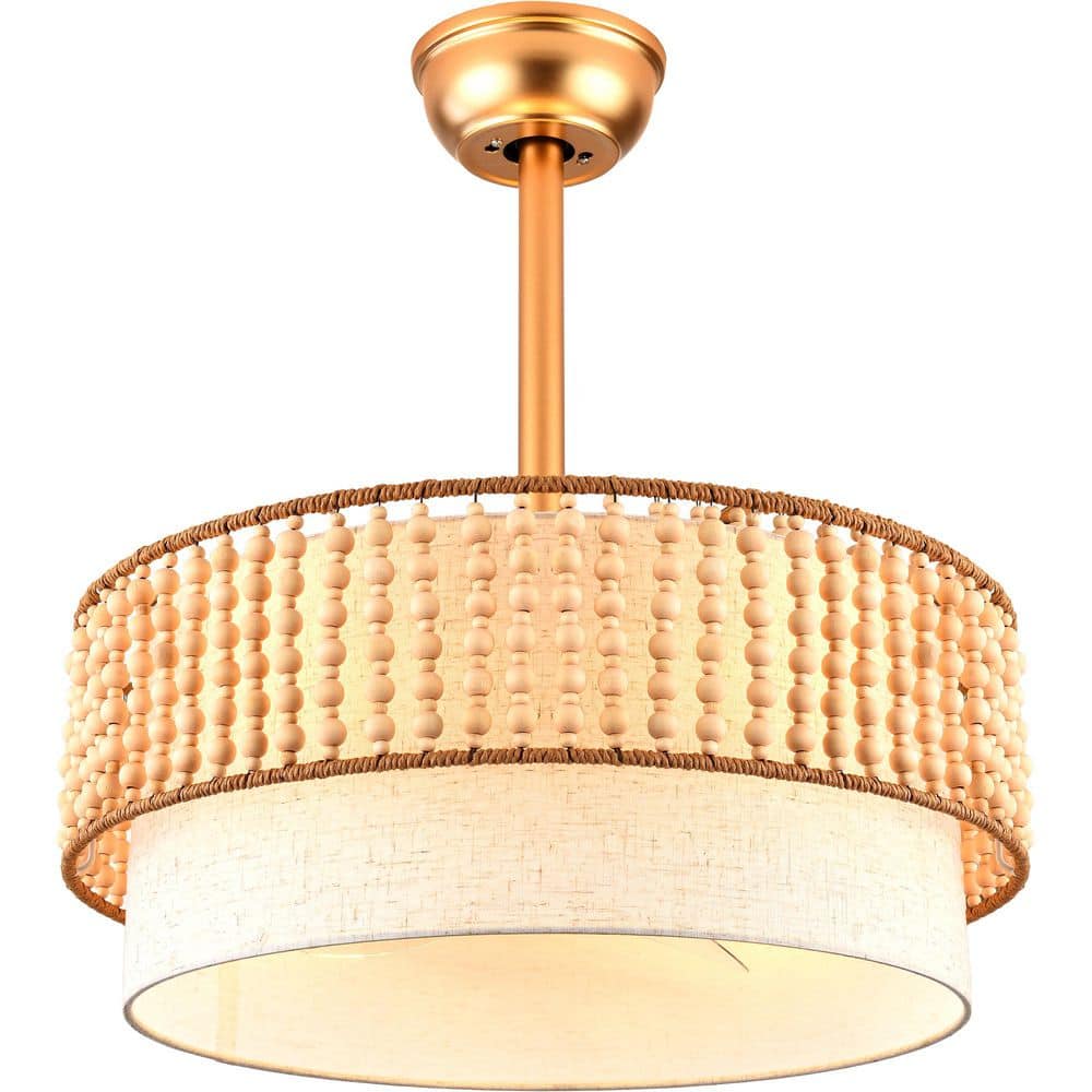 Vitta 20 in. Indoor Downrod Standard Boho Wood Beaded Ceiling Fan w/ Light and Remote, Farmhouse Chandelier Fabric Fan price history on PriceWatchPro